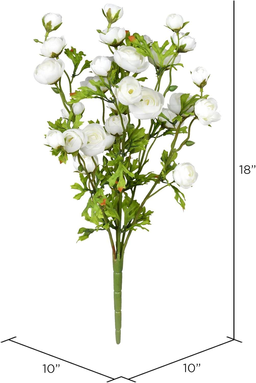 Vickerman 18" Artificial White Ranunculus Bush.