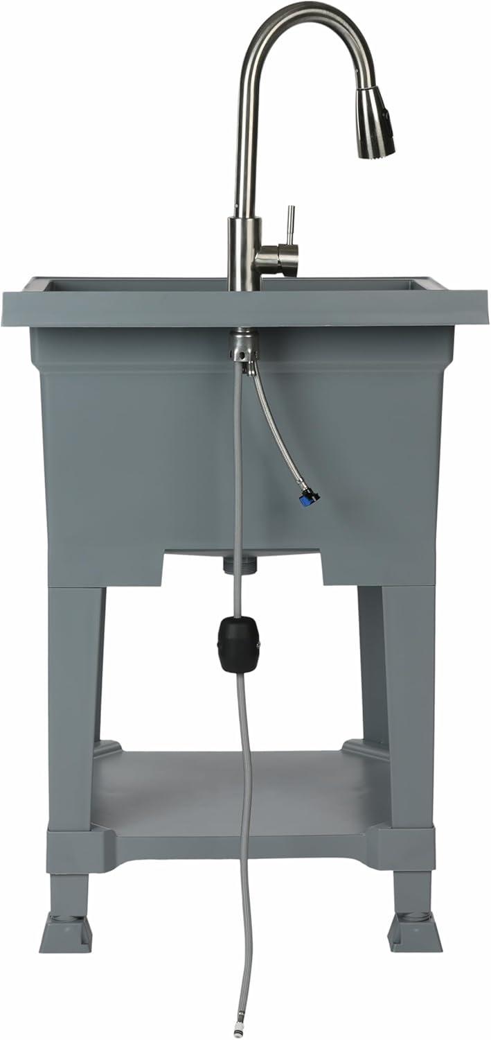 UTILITYSINKS Plastic 24" Compact Workshop Freestanding Laundry Sink with Faucet