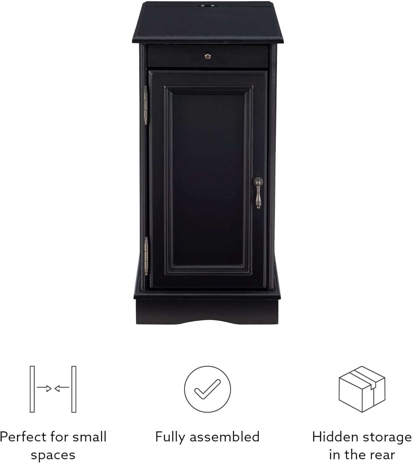 Powell Butler Accent Table with USB and Electrical Charging Station, Black