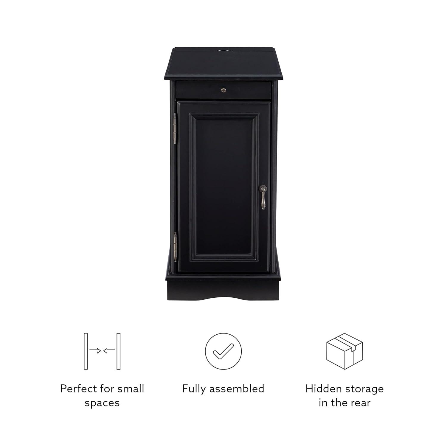Powell Butler Accent Table with USB and Electrical Charging Station, Black