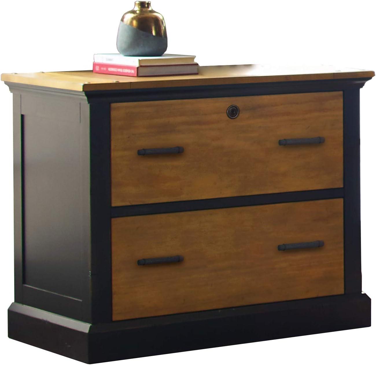 Toulouse Wood Lateral File With Legal/Letter File Drawer Office Storage Black