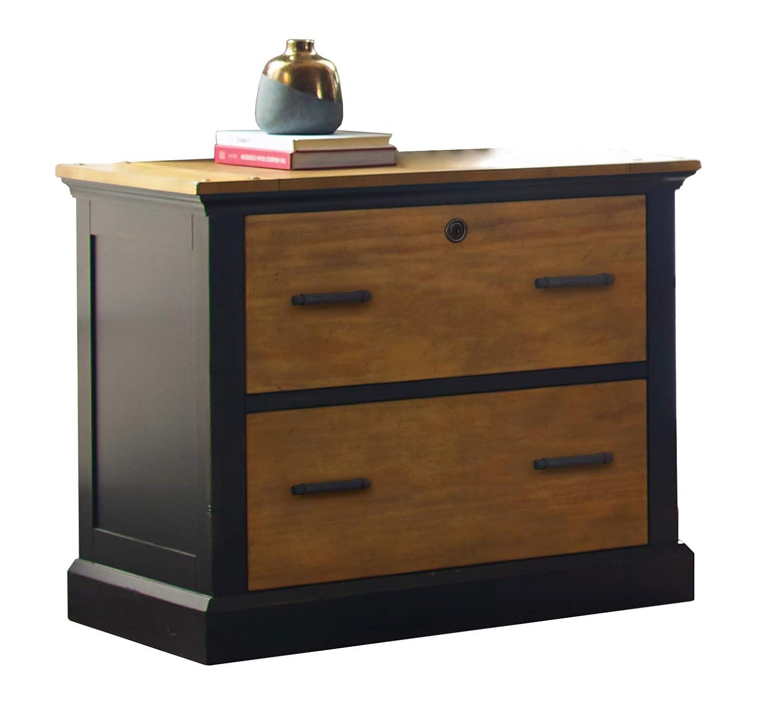 Toulouse Wood Lateral File With Legal/Letter File Drawer Office Storage Black