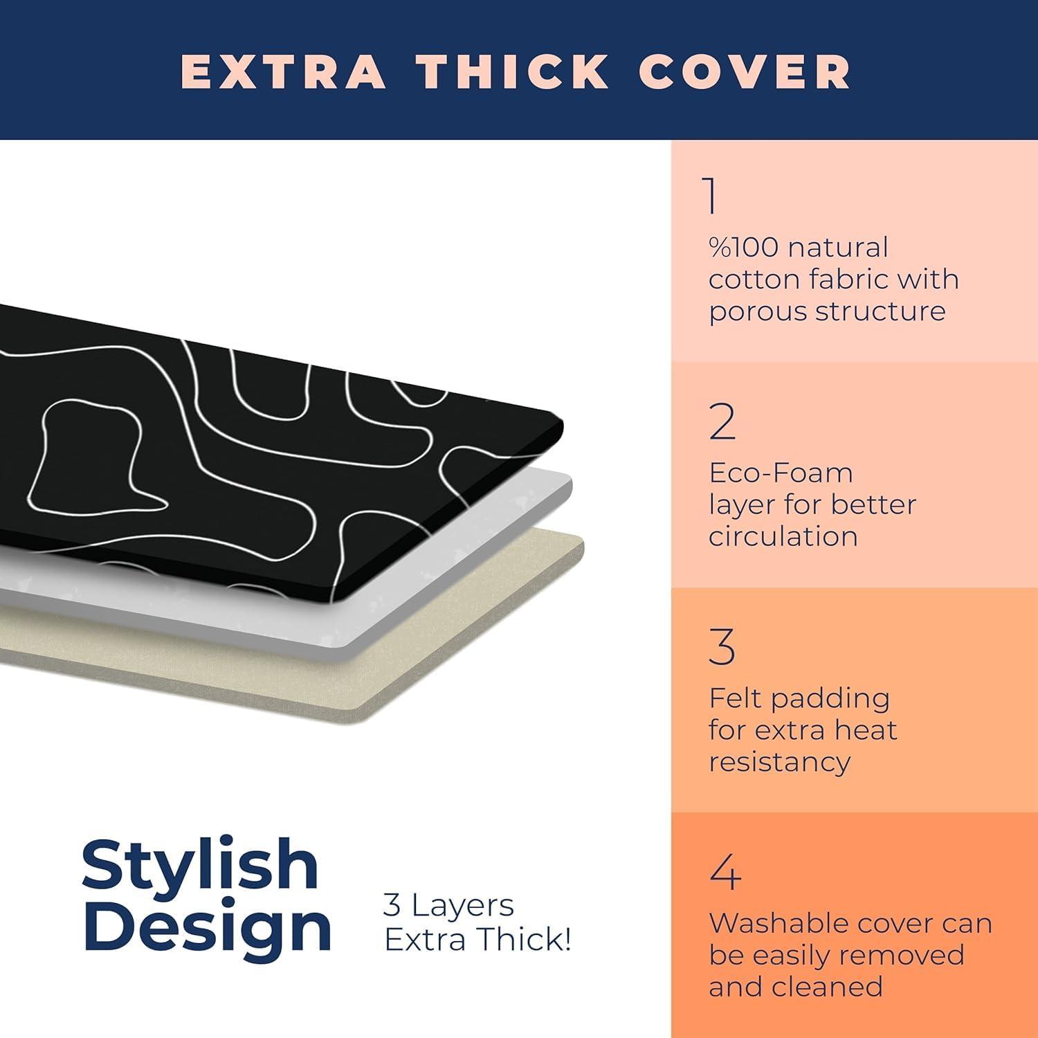 happhom 12 x 30 Tabletop Ironing Board Cover with Elasticized Edges, Fits Small, Table Top and Mini Boards