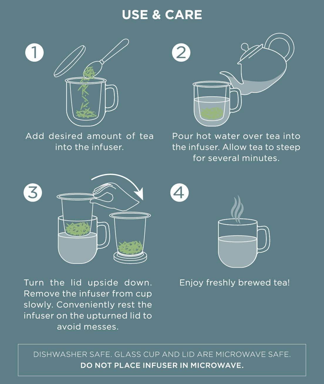 Teabloom Solista Single-Serve Tea Maker - Glass Mug with Infuser and Lid