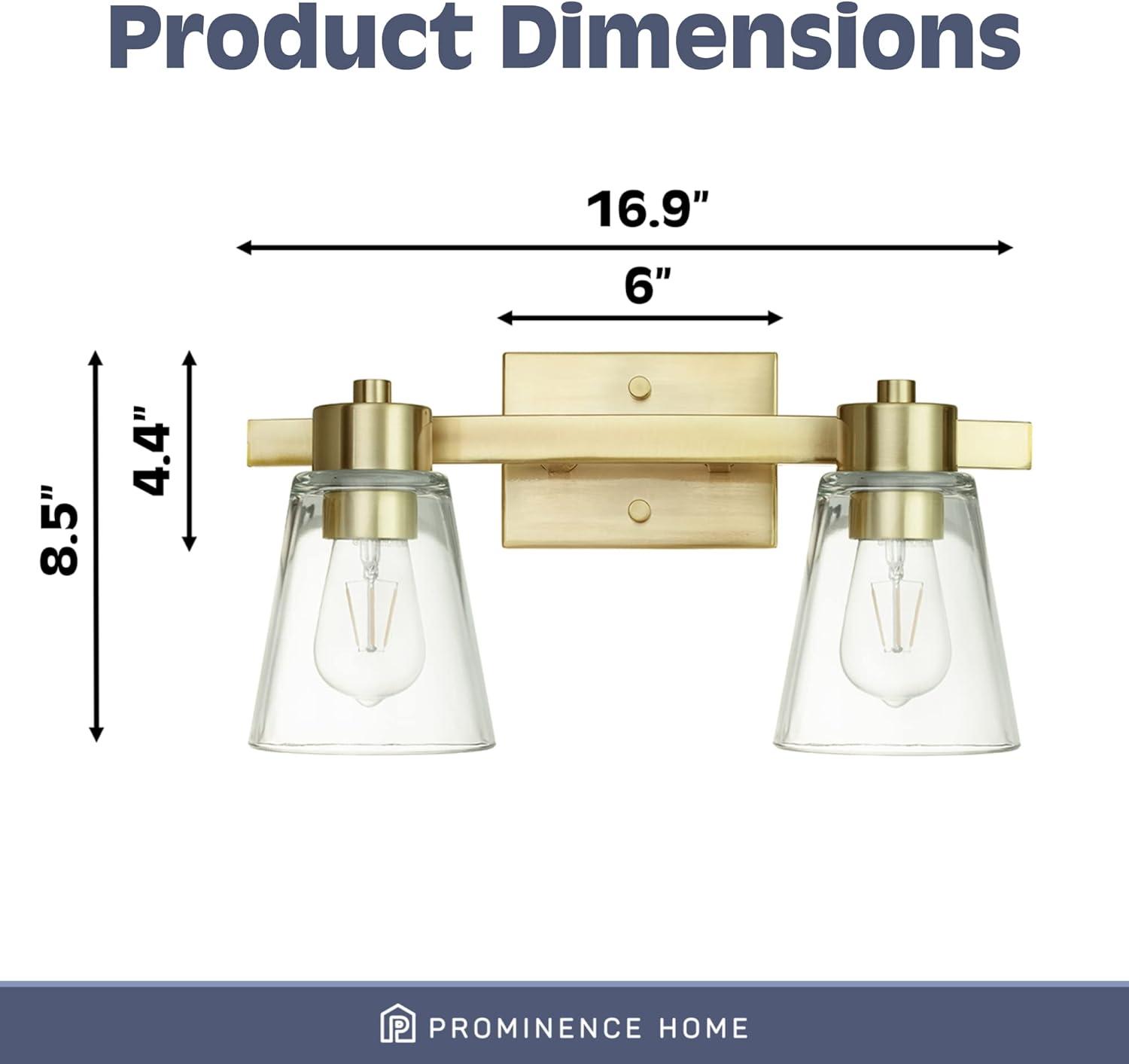 Prominence Home Fairendale 2-Light Soft Gold Bathroom Vanity Light with Clear Glass Shade