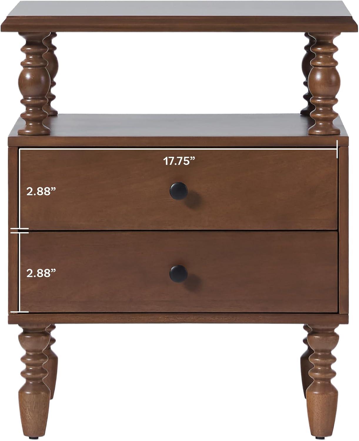 Vivienne Easy Assembly Solid Wood Spindle 2-Drawer Nightstand