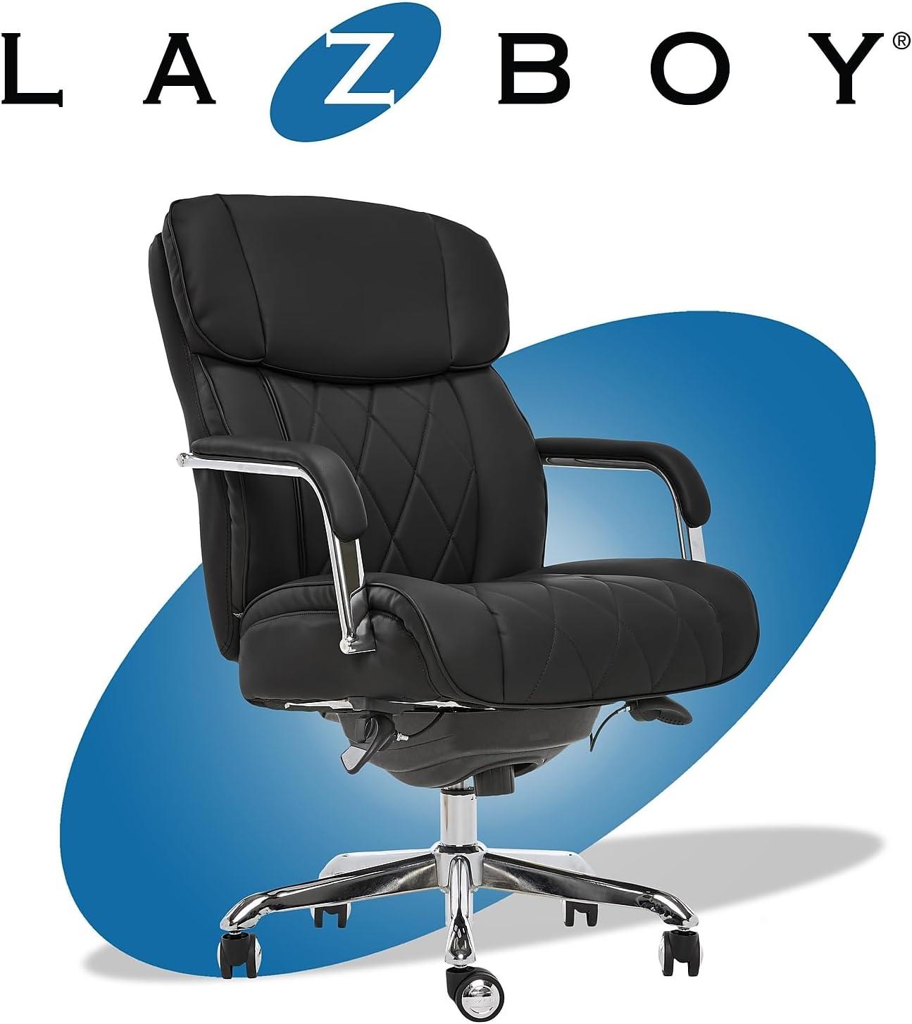 Sutherland Quilted Leather Office Chair with Padded Arms - La-Z-Boy