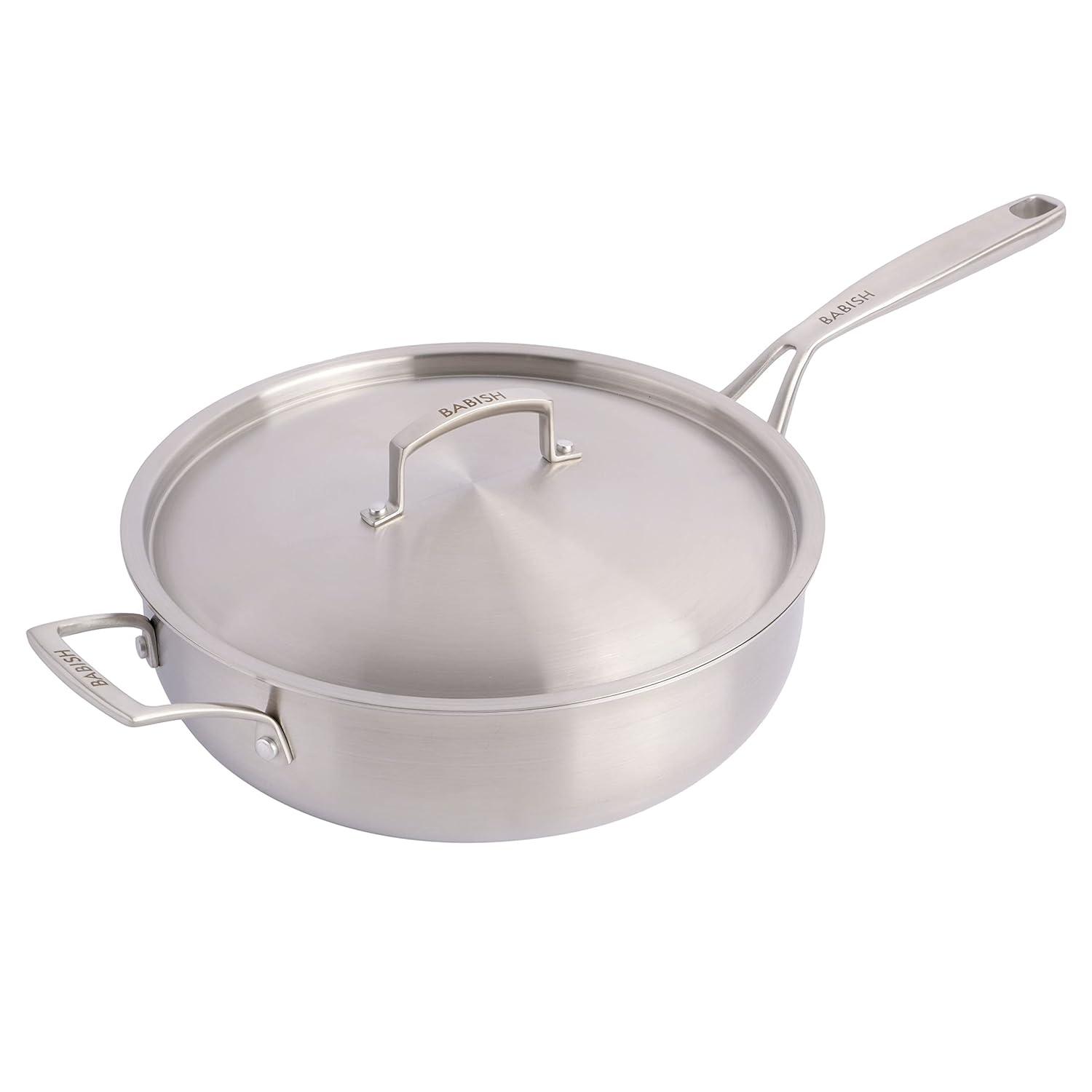 Babish 5 Quart Non-Stick Stainless Steel (18/8) Saute Pan with Lid | Wayfair