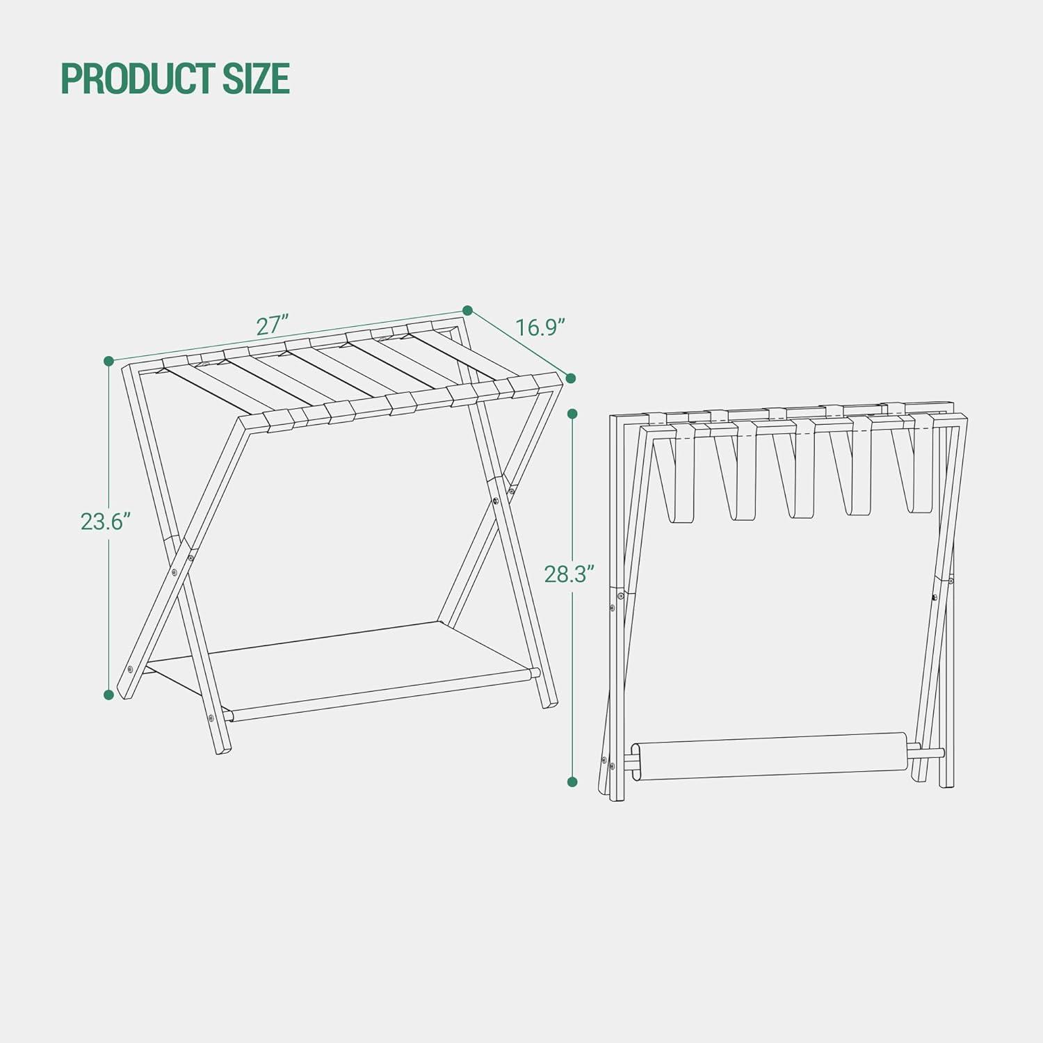 BINO Luggage Rack For Guest Room, Suitcase Stand With Storage Shelf, Steel Frame, Foldable For Easy Storage, Hotel, Bedroom, Black
