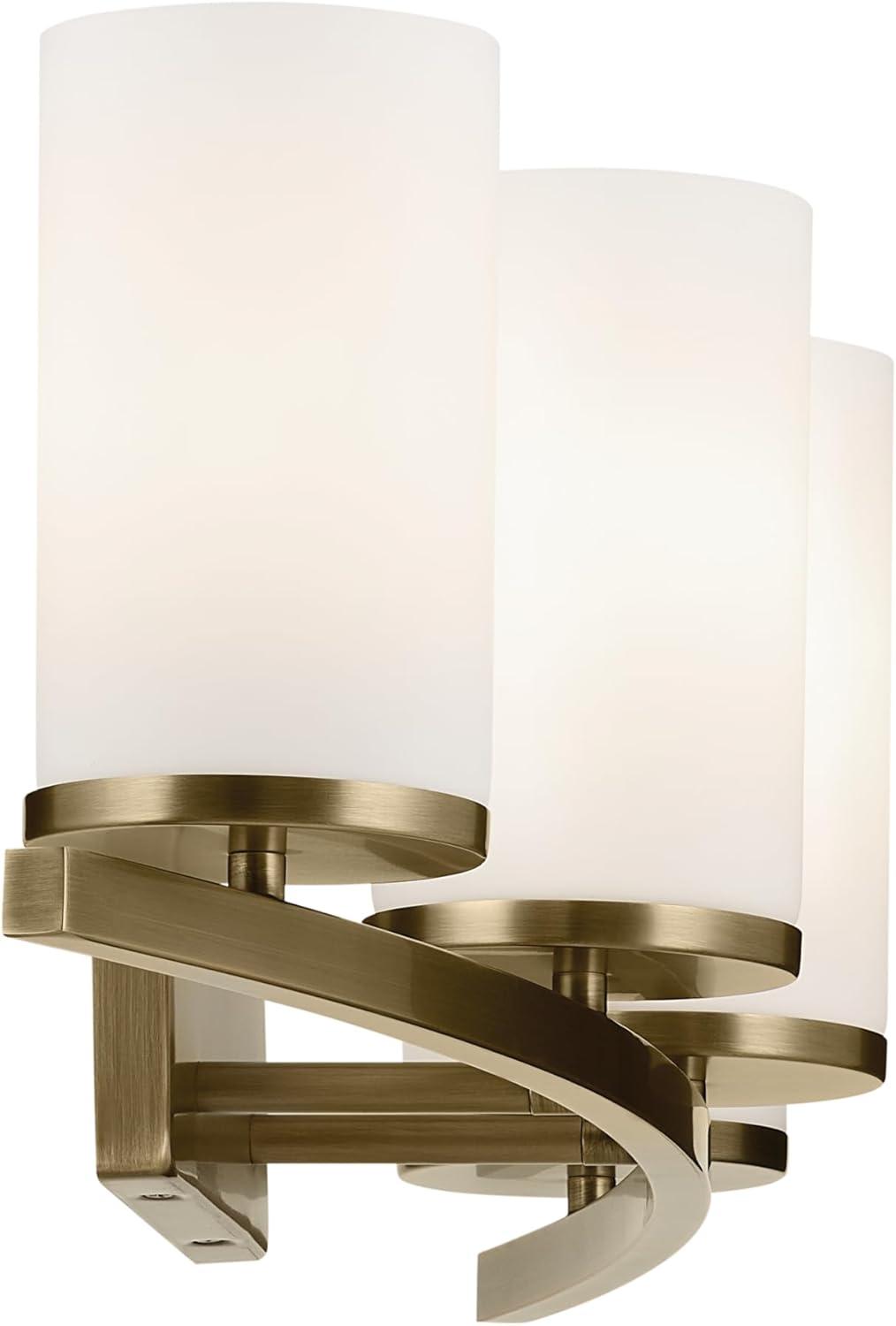 Natural Brass 4-Light Vanity with Satin Etched Opal Glass