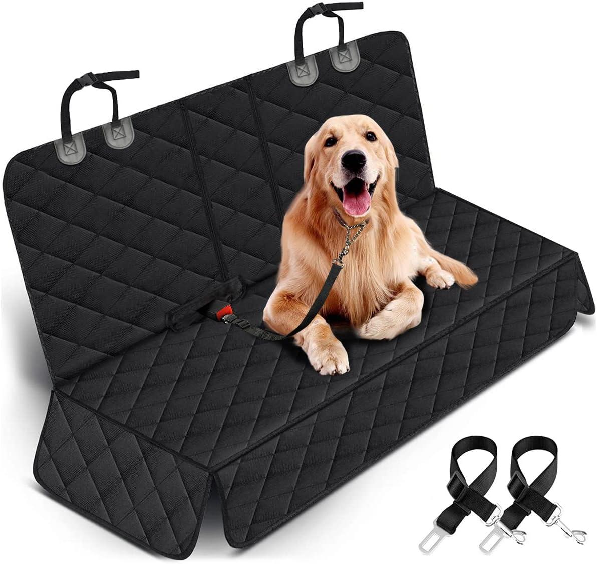 Cornmi  Pet Dog Car  Seat Cover for Back Seat CarTrucks  Seat Waterproof Protector with 2 Pet Dogs Seat Belts - Black