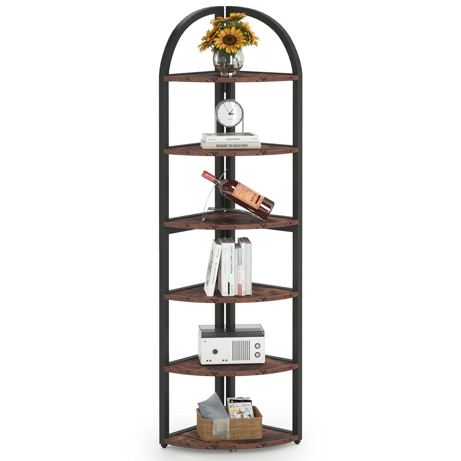 Hommoo 6-Tier Corner Shelf, 71 inch Tall Corner Bookshelf for Small Space