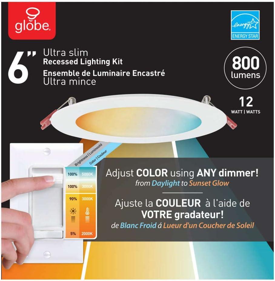 6'' Selectable Color Temperature Dimmable Air-Tight IC Rated Recessed Lighting Kit