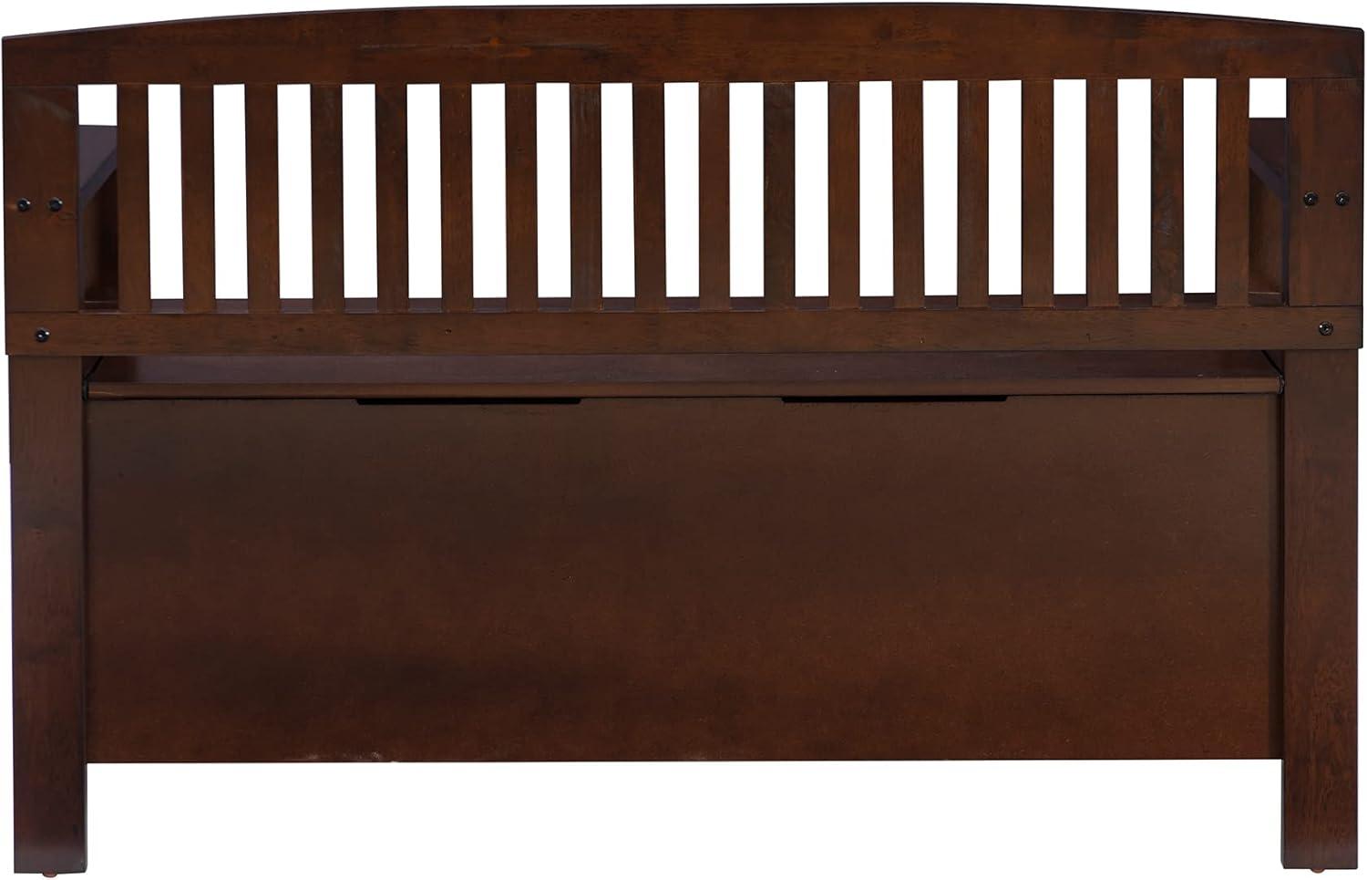 Cynthia Walnut Solid Wood Storage Bench with Slat Back