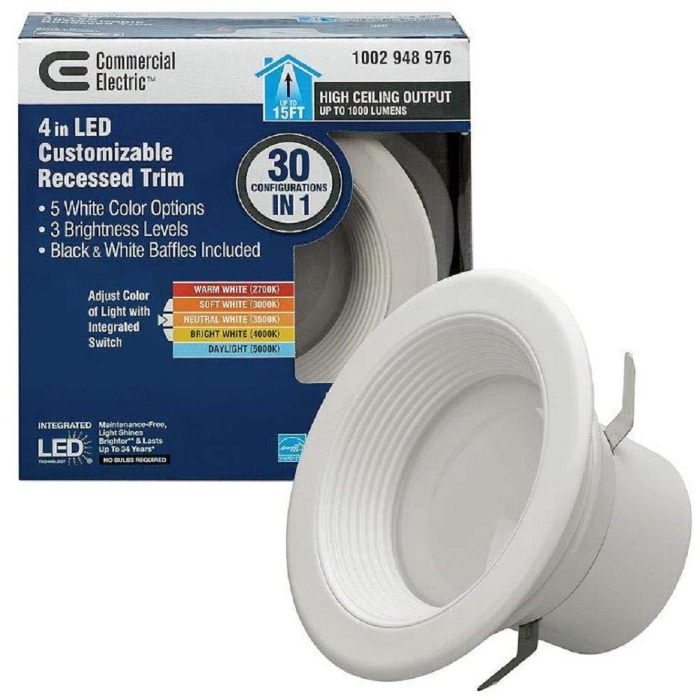 Commercial Electric 4" Lumen/Color Select LED Recessed Downlight Retro Fit Trim
