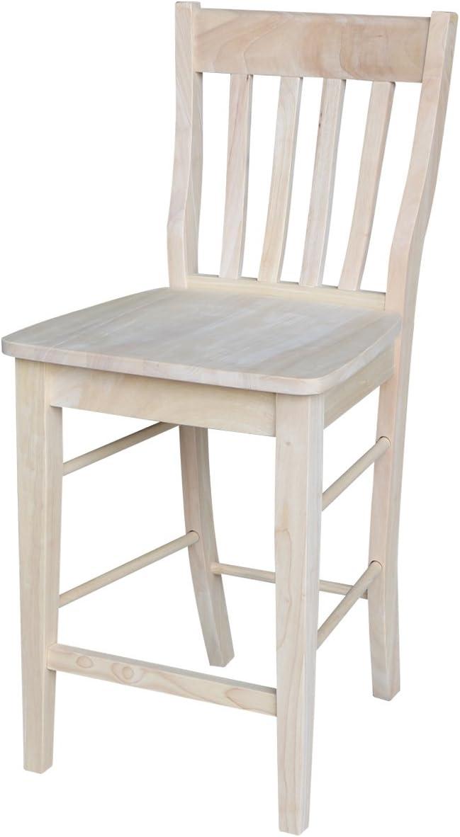 Traditional Unfinished Solid Parawood 24" Cafe Barstool