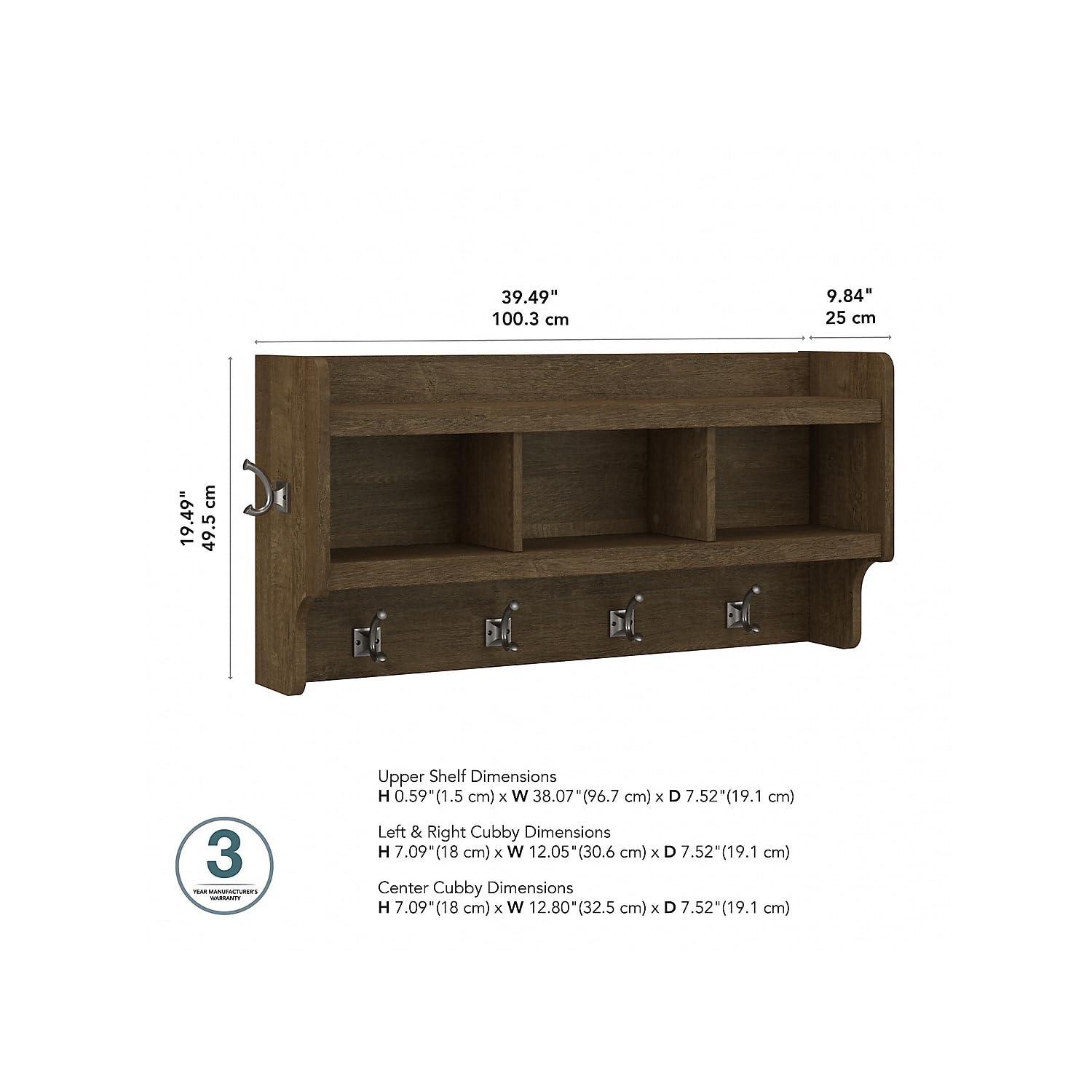 Woodland 40W Wall Mounted Coat Rack in Ash Brown - Engineered Wood