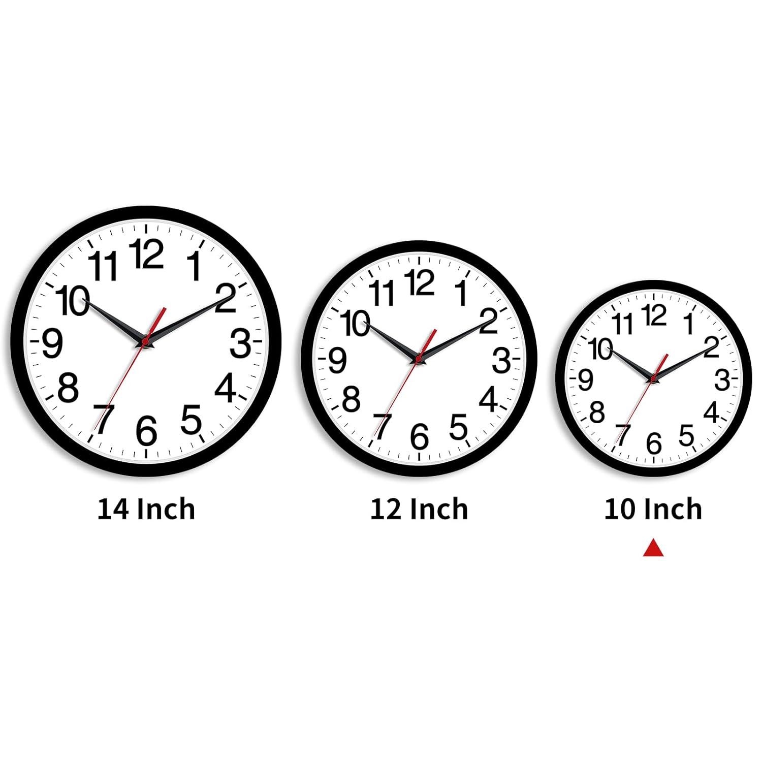 YEHOOM Wall Clock 10 Inch Silent Non-Ticking Modern Clocks Battery Operated - Analog Small Classic for Office, Home, Bathroom, Kitchen, Bedroom, School, Living Room(Black)