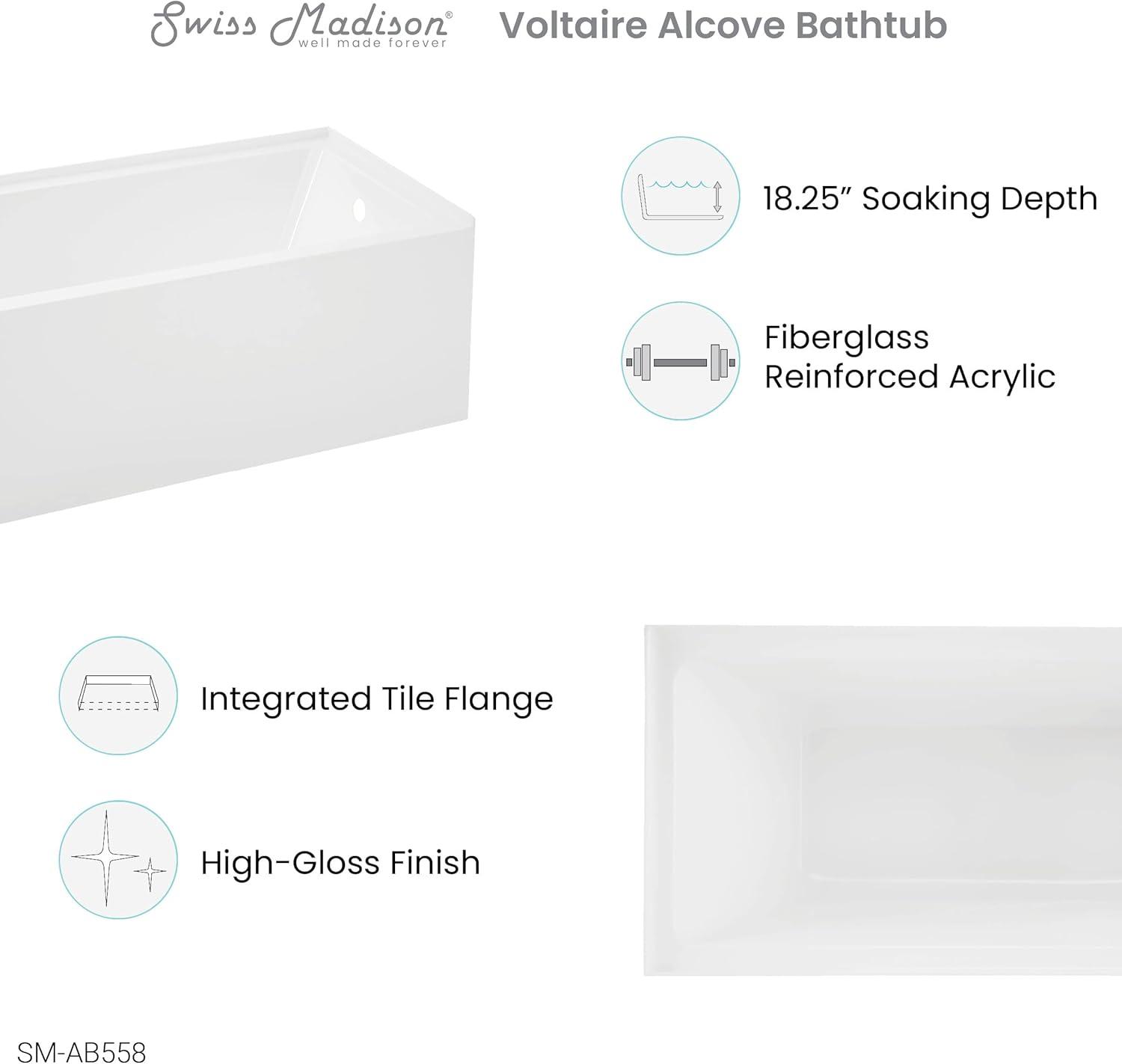 Voltaire 54" x 30" Alcove Bathtub with Apron