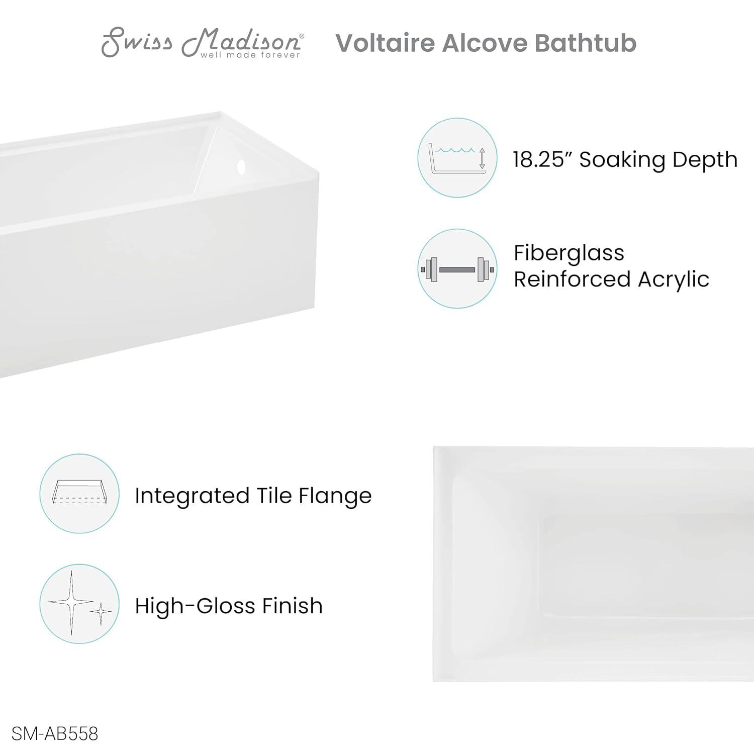 Voltaire 54" x 30" Alcove Bathtub with Apron