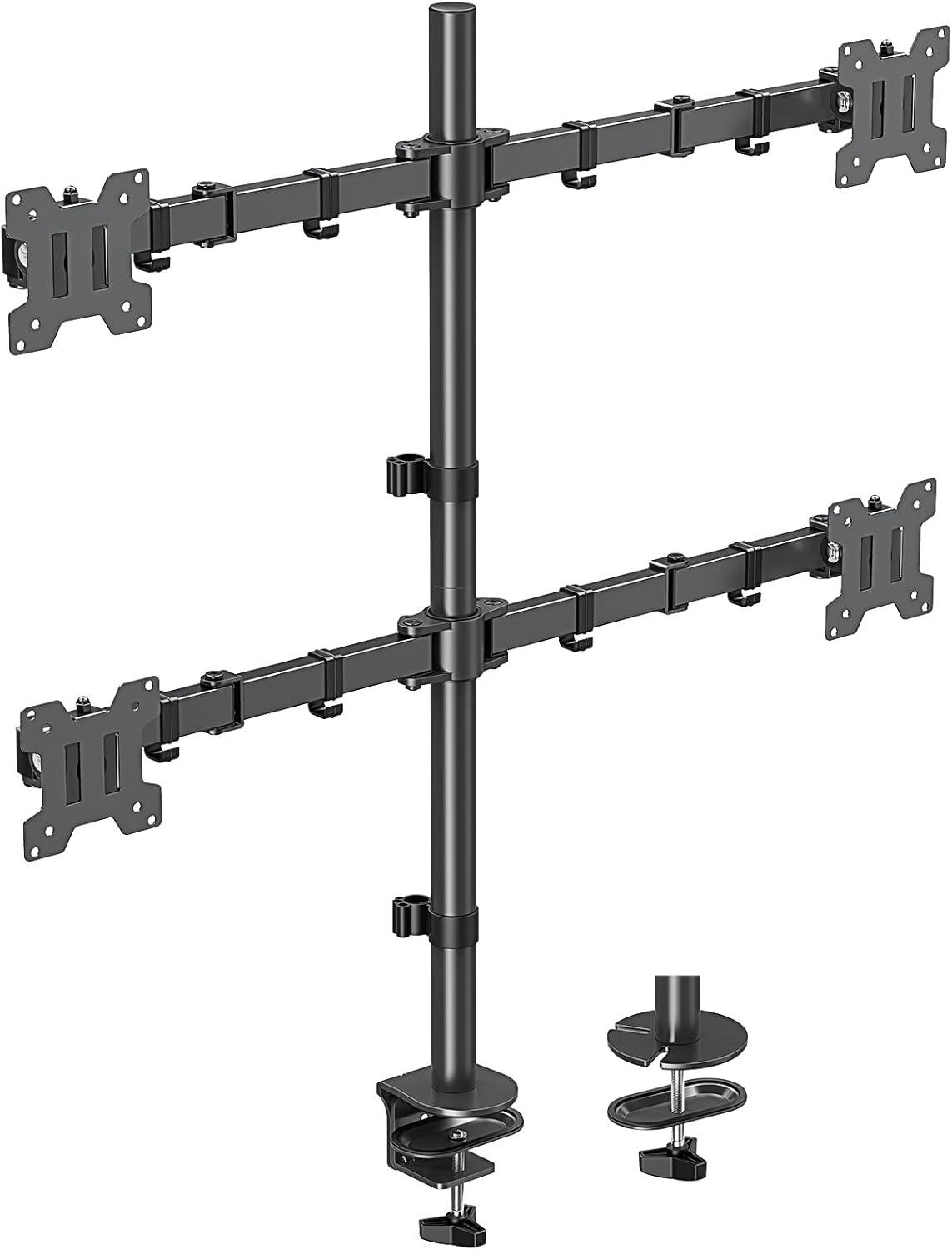 Black Quad Monitor Desk Mount for 13 to 32 Inch Screens