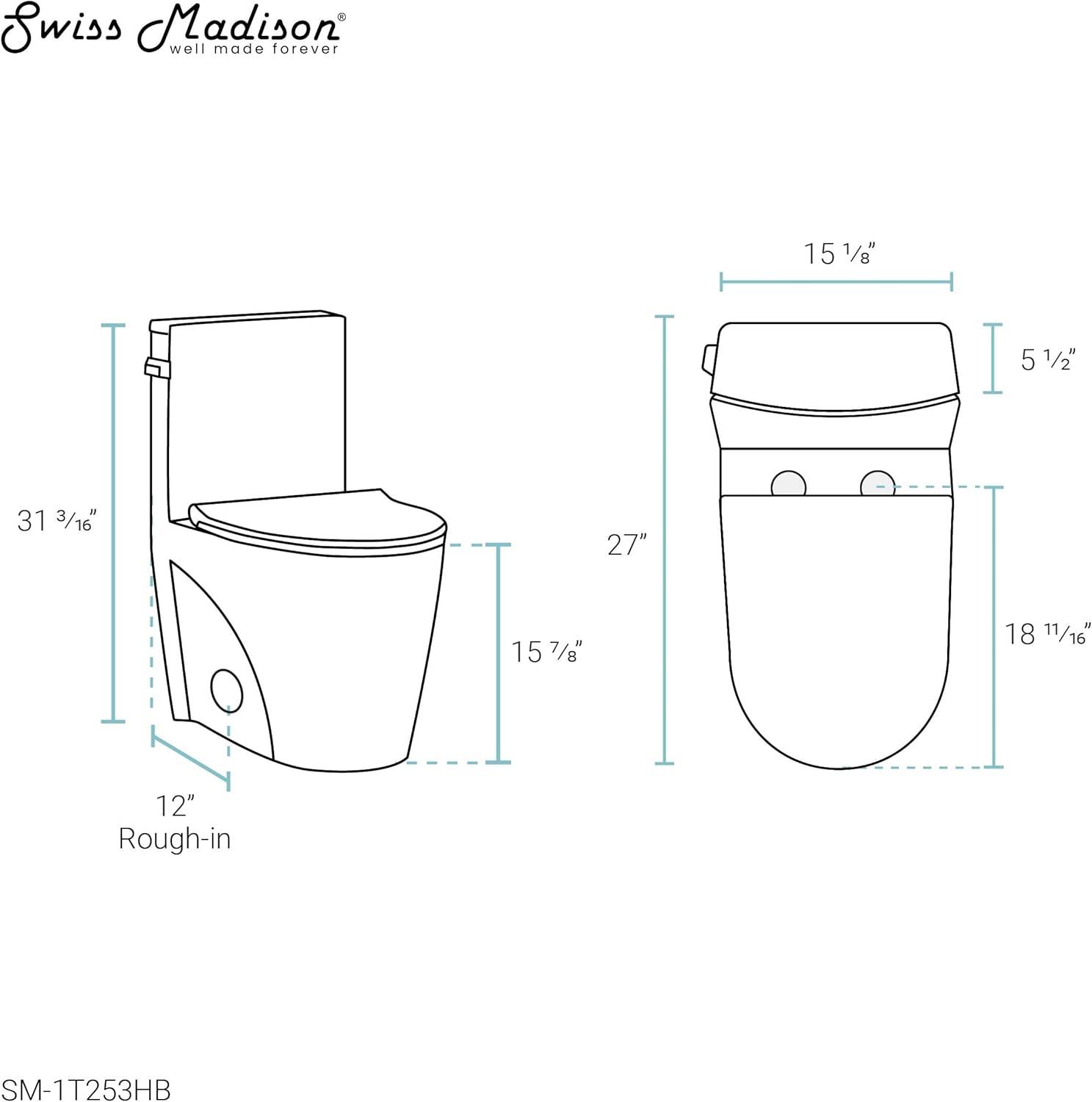 St. Tropez One Piece Elongated Toilet Dual Vortex Flush