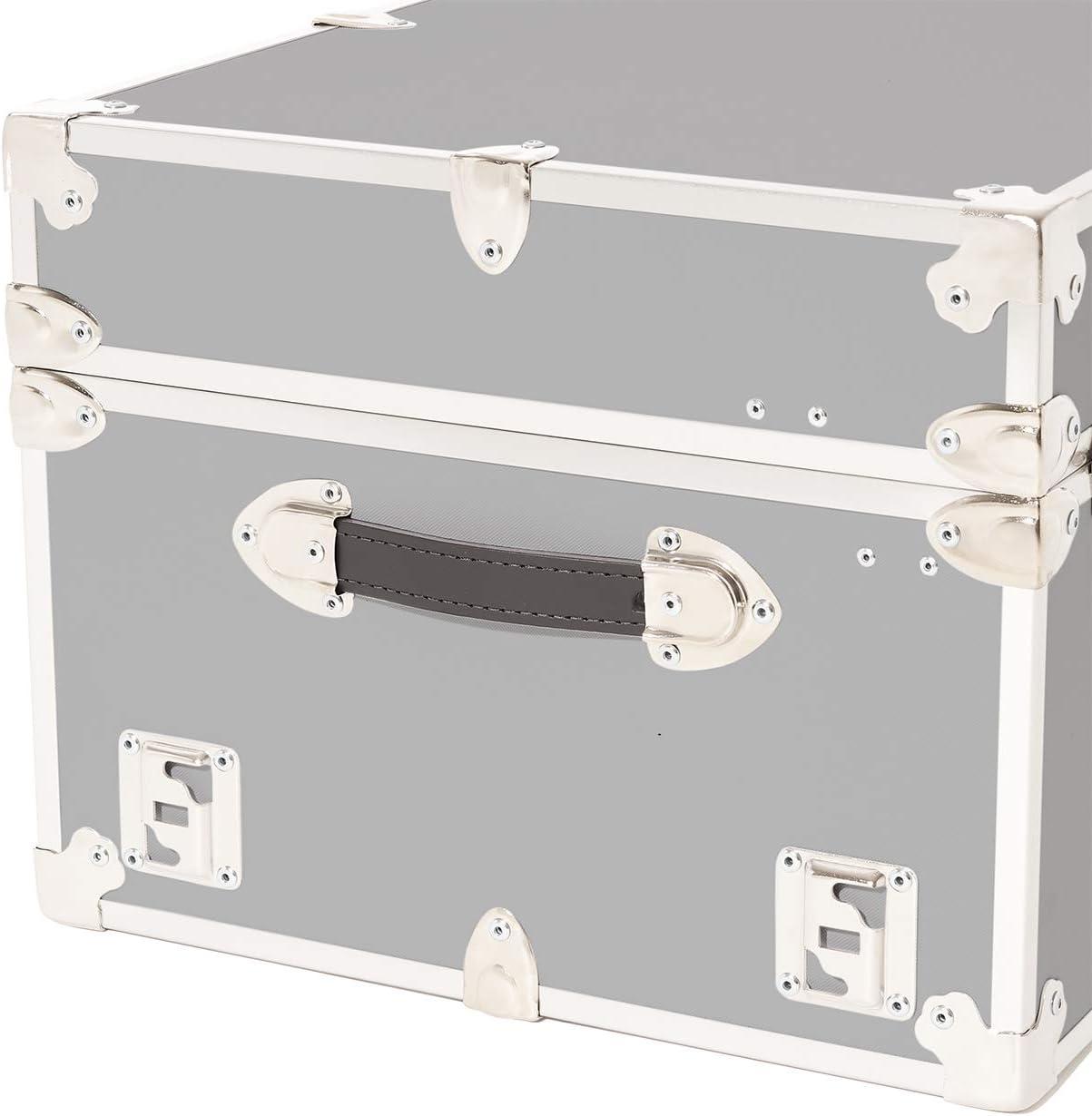 Rhino Trunk & Case Large Armor Trunk with Removable Wheels, Summer Camp, College, Storage 32"x18"x14" (Silver)