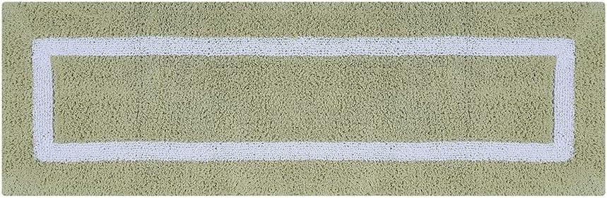 Better Trends Hotel Multi 100% Cotton Tufted Two Tone Reversible Bath Rug 20" x 60" Runner - Sage/White