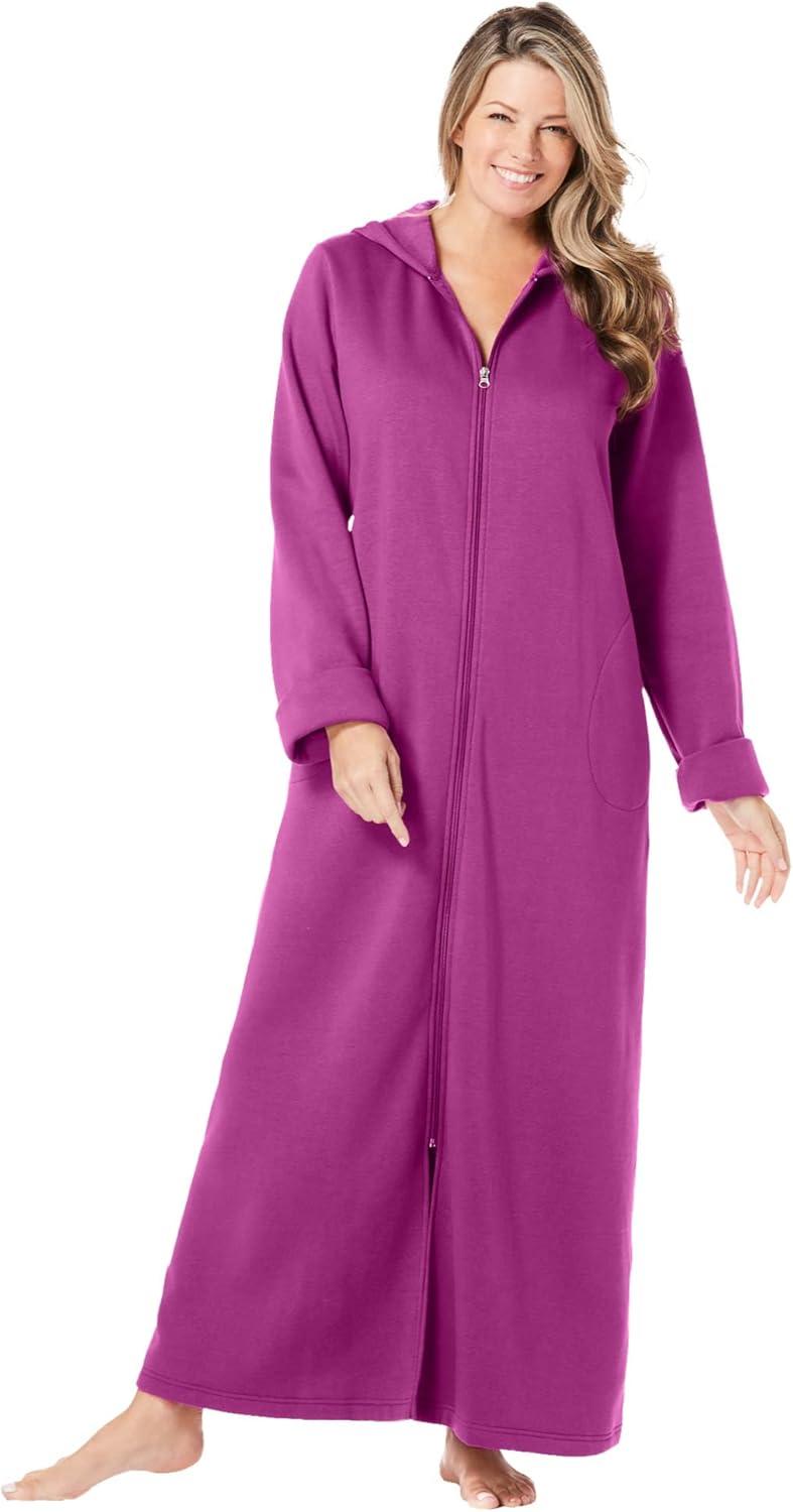 Dreams & Co. Women's Plus Size Long Hooded Fleece Sweatshirt Robe