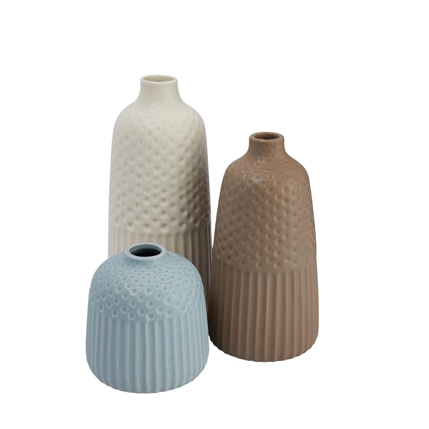 Creative Co-Op Various Stoneware Vases with Matte Glaze, Multicolor, Set of 3
