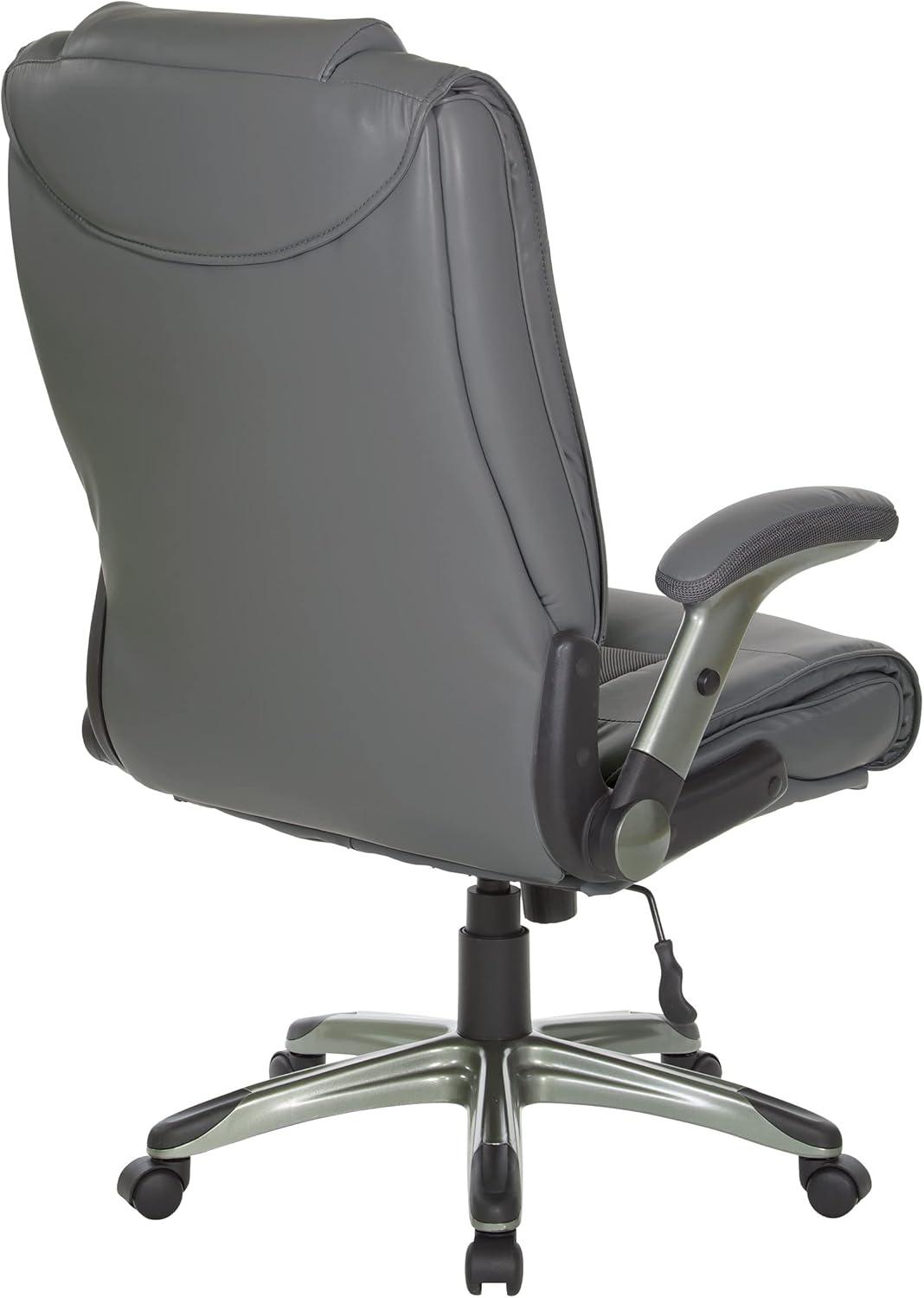 Charcoal Grey Executive Leather Office Chair with Adjustable Arms