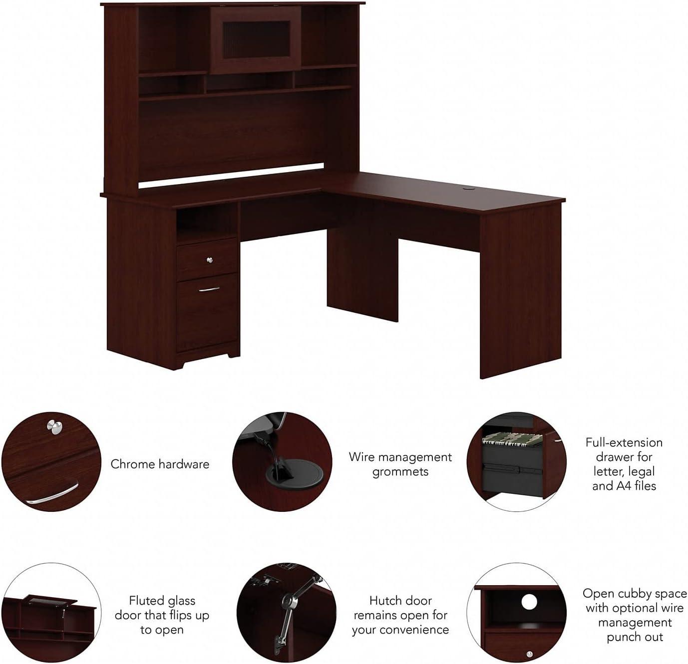Cabot 60W L Shaped Computer Desk with Hutch Modern Gray - Bush Furniture