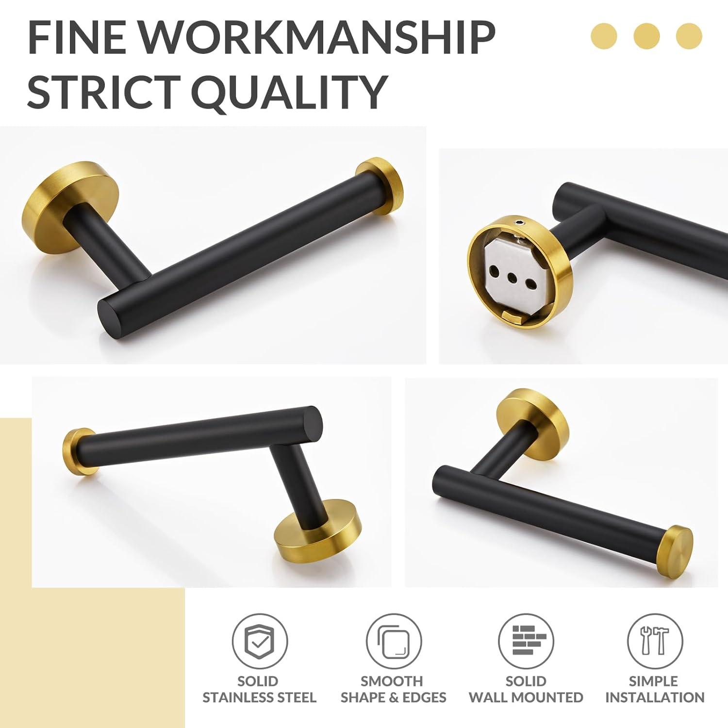 LANFENG Matte Black Double Post Pivoting Wall Mounted Stainless Steel Toilet Paper Holder for Bathroom RV  by RARXTR