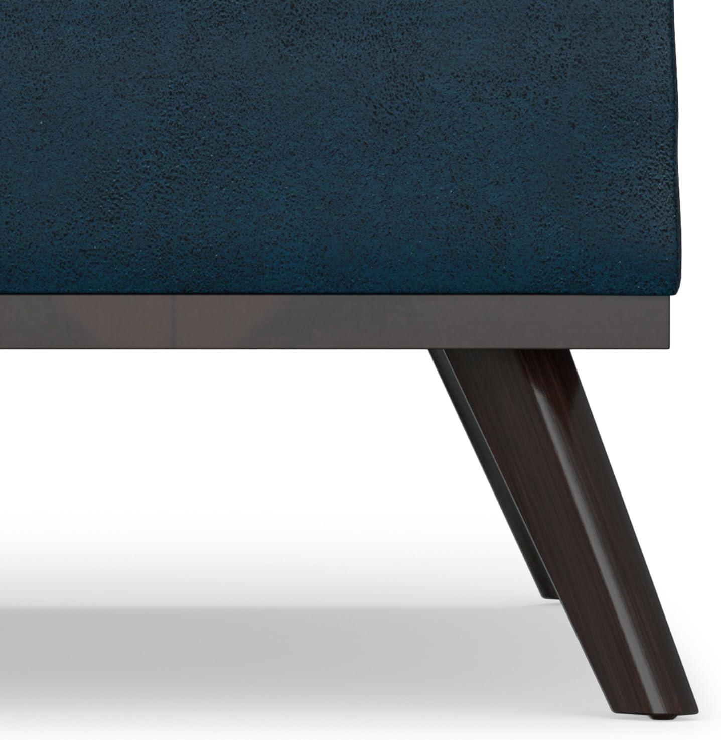 Simpli Home Owen 36"W Upholstered Square Coffee Table Storage Ottoman with Lift Top and Solid Wood Legs