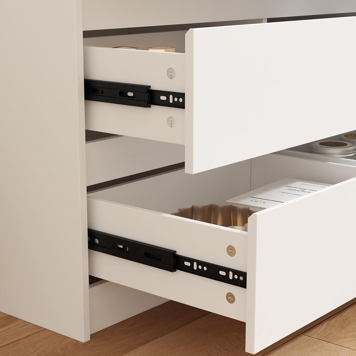 FUFU&GAGA White Modern Dresser for Bedroom 9 Drawers Wood Chest of Drawers