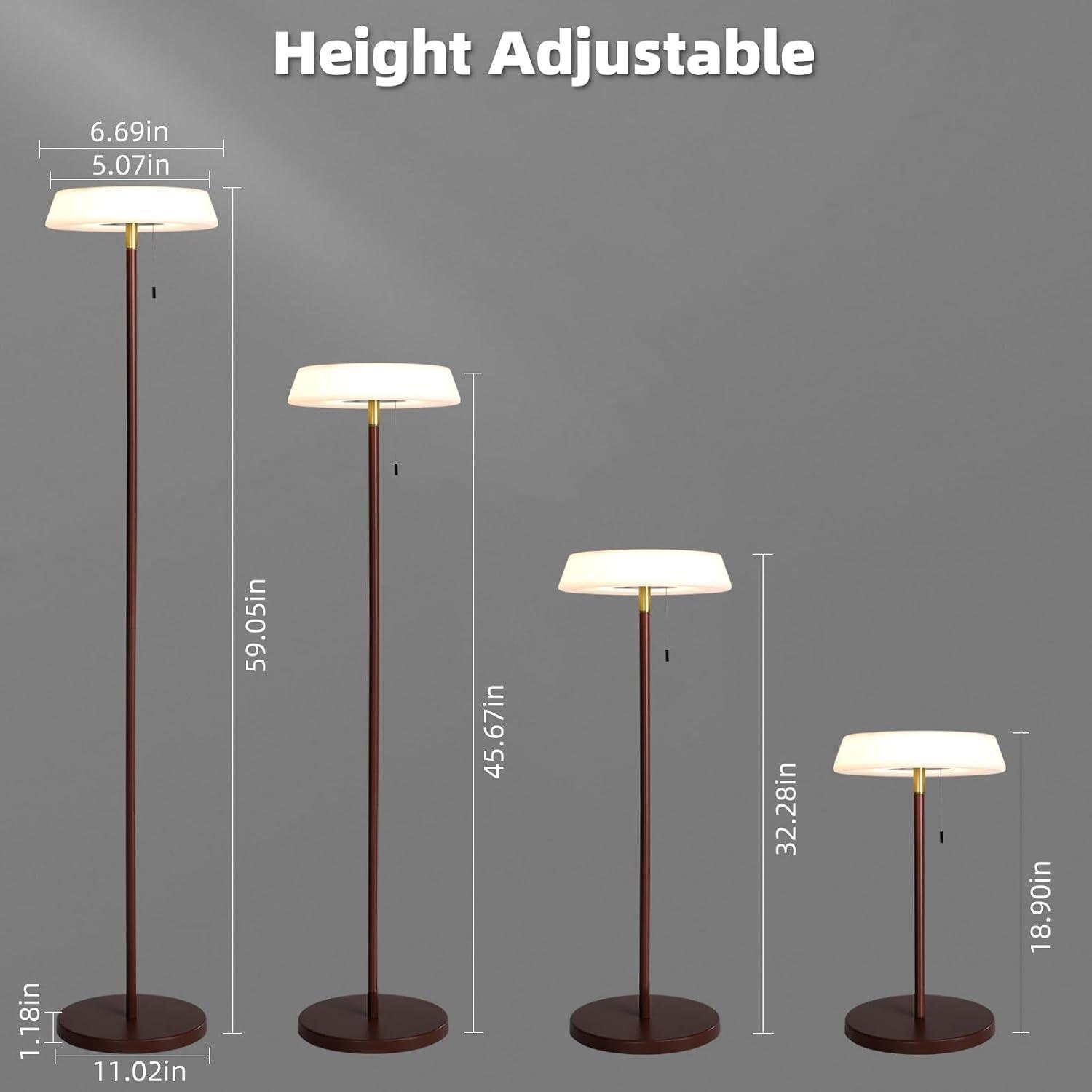 Solar LED Outdoor Floor Lamp Waterproof, 3 Level Dimmable Floor Night Light, Portable Cordless USB Rechargeable, for Home/Deck/Garden/Patio (Khaki)