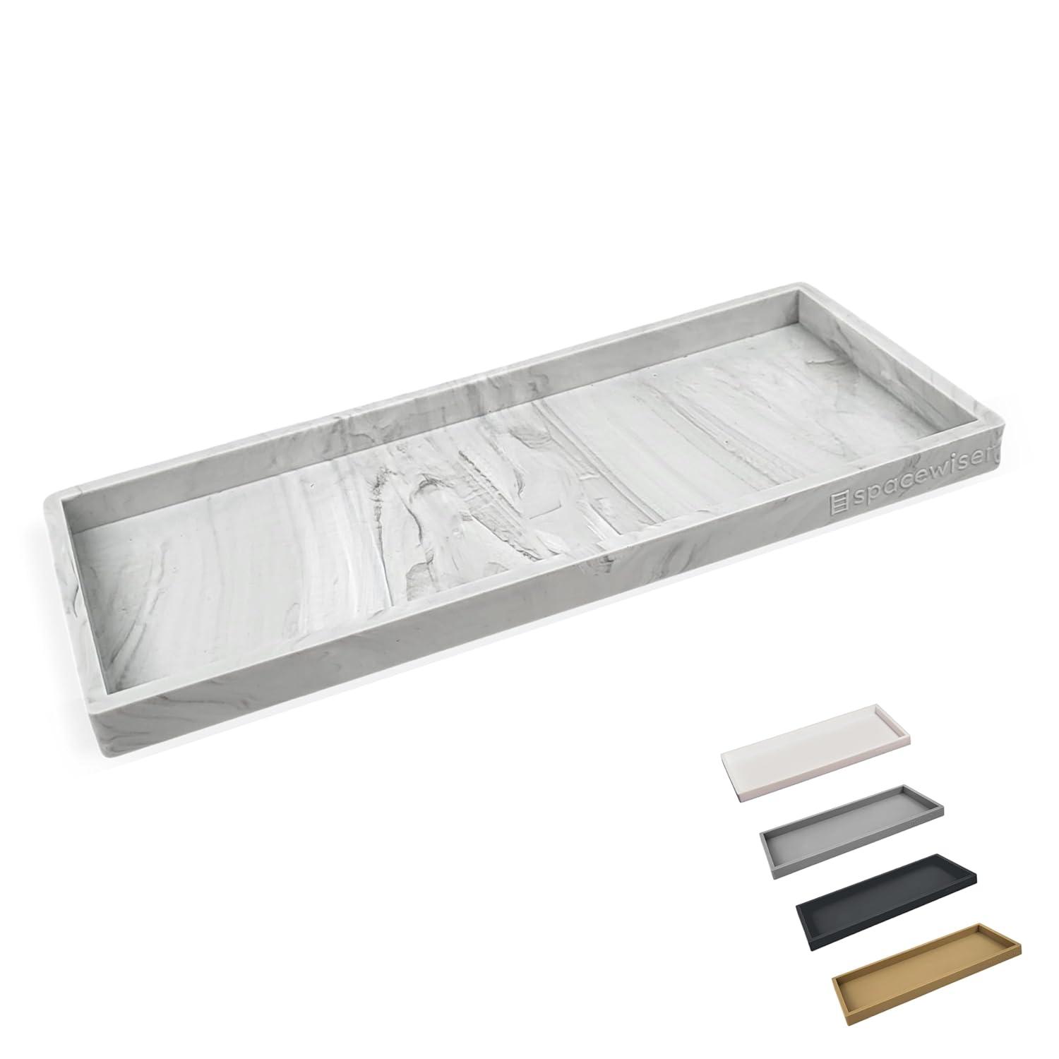 Countertop and Vanity Tray - 11.7" Shatterproof Bathroom Tray, Flexible Silicone Soap Tray for Kitchen, Toilet Tank Tray, Bathroom Trays for Counter, Perfume Candle Key Valet Tray