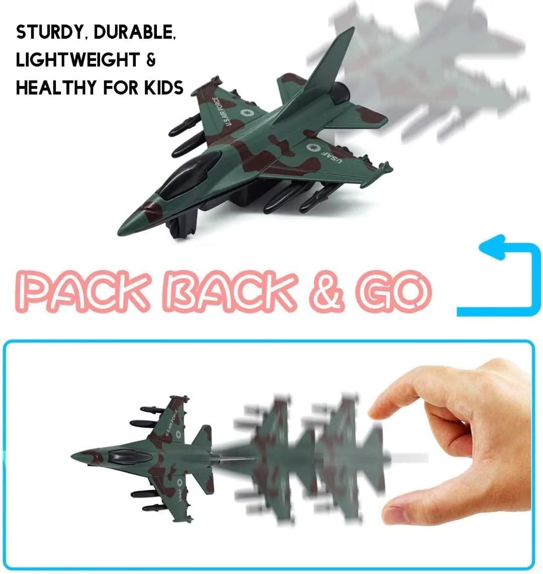 4PCS Diecast Fighter Jets Pullback Airplane Toys Military Plane Fighter Toys Alloy Mini Air Force Kids Playset Birthday Xmas Gifts for Boys and Girls