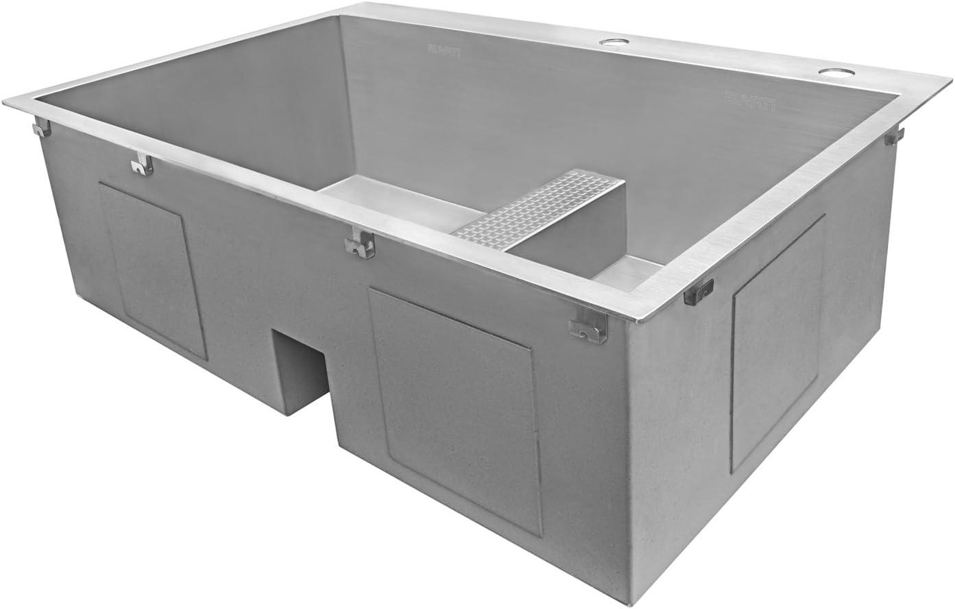 Ruvati 33-inch Drop-in Low Platform-Divide Zero Radius 60/40 Double BowlTopmount Kitchen Sink