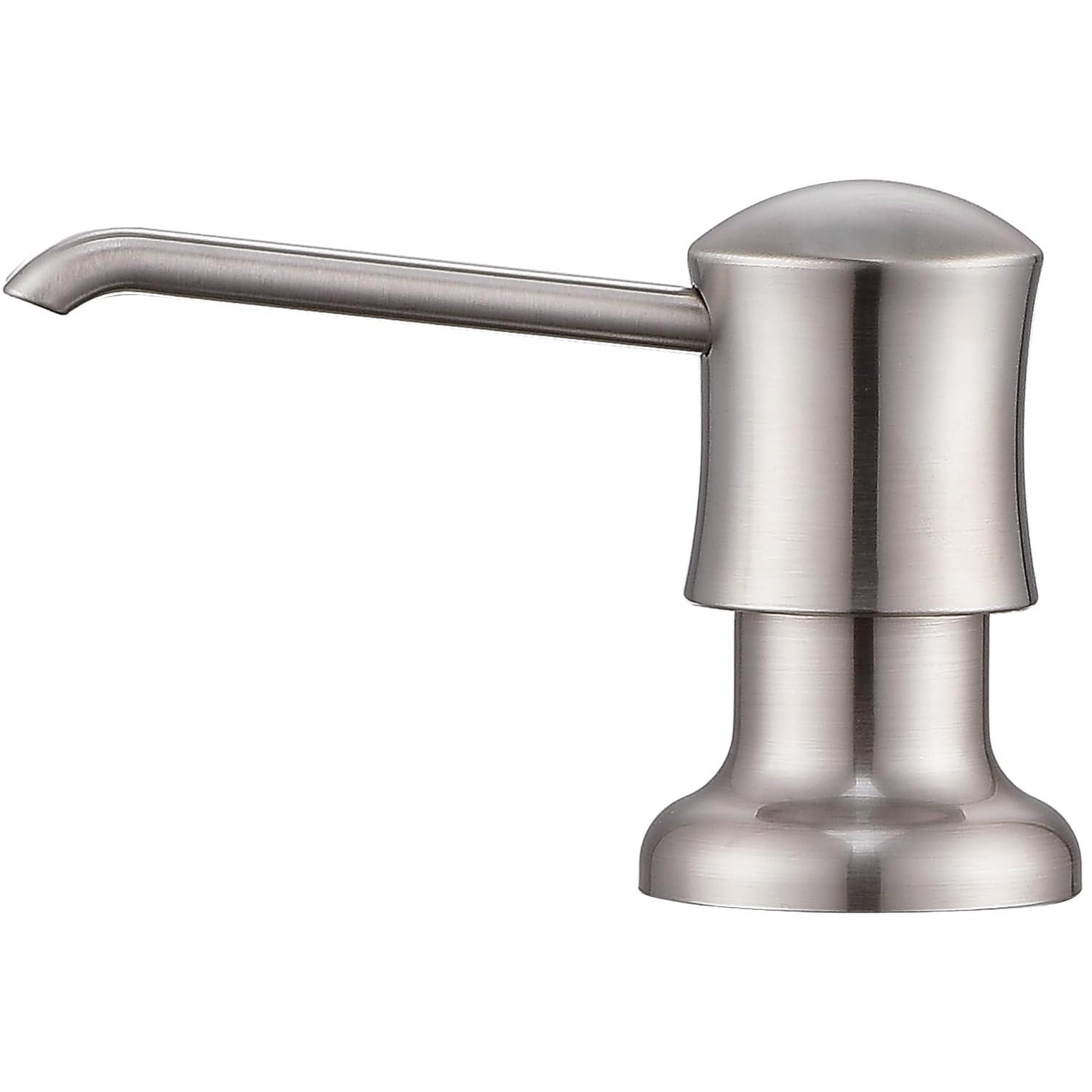 Soap Dispenser for Kitchen Sink Brushed Nickel, Built-in and Refill-from-Top Design with Liquid Hand & Dish Soap Bottle