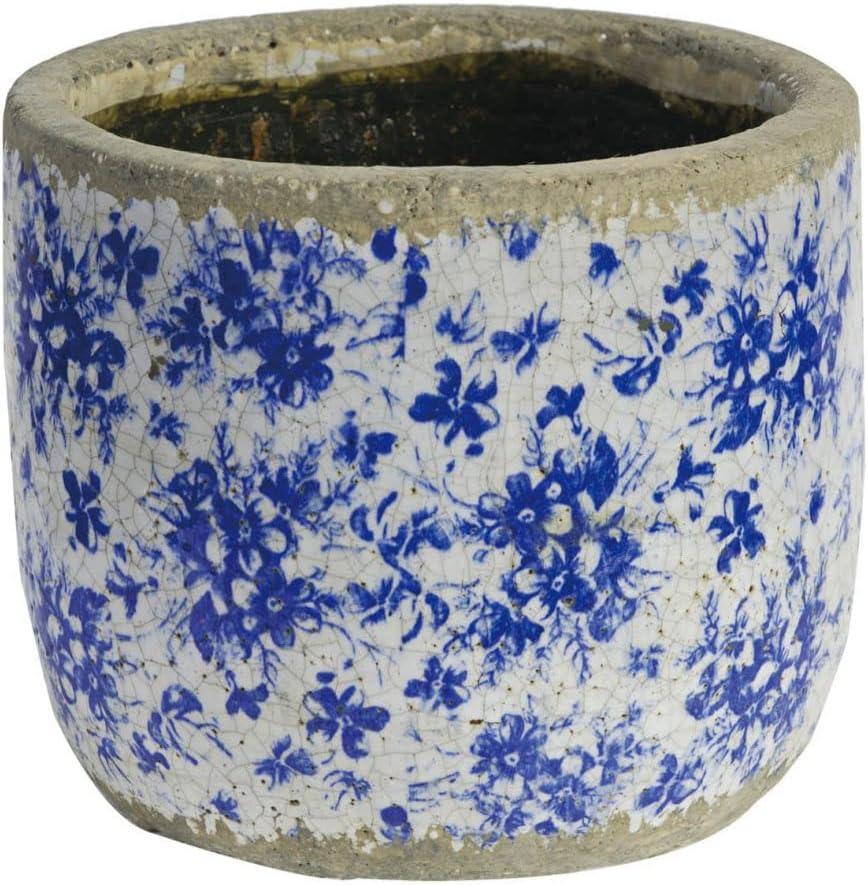 Lilibeth Short Blue and White Terracotta Planter