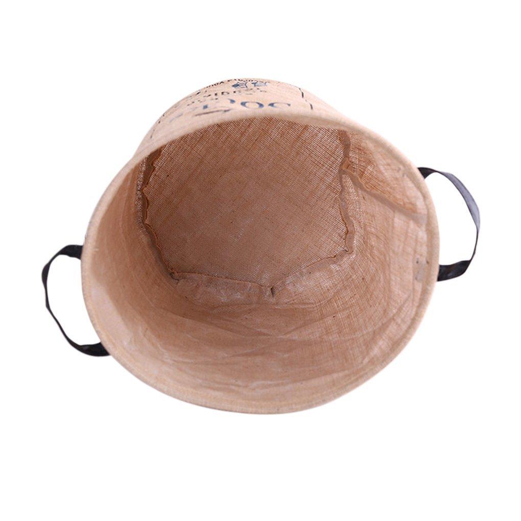 Pop-up Laundry Hampers Waterproof Cotton Linen Foldable Round Storage Bucket Organizer Dirty Clothes Shoes Basket Holder Baby's Toys Collection Box Closet Bin+3 Handles "SOCKS" Print