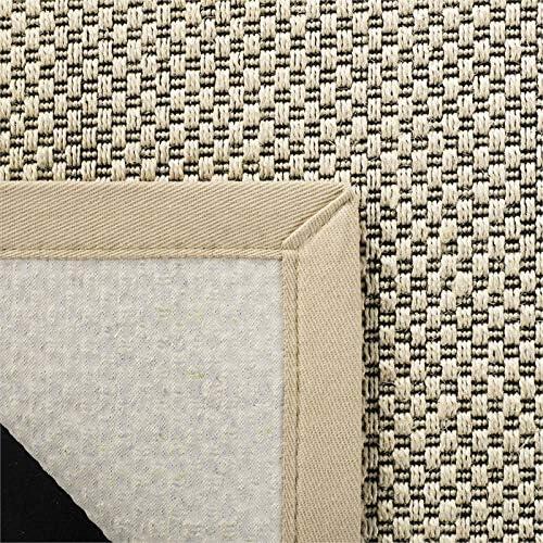 SAFAVIEH Natural Fiber Clarissa Solid Sisal Area Rug, Black/Ivory, 10' x 14'