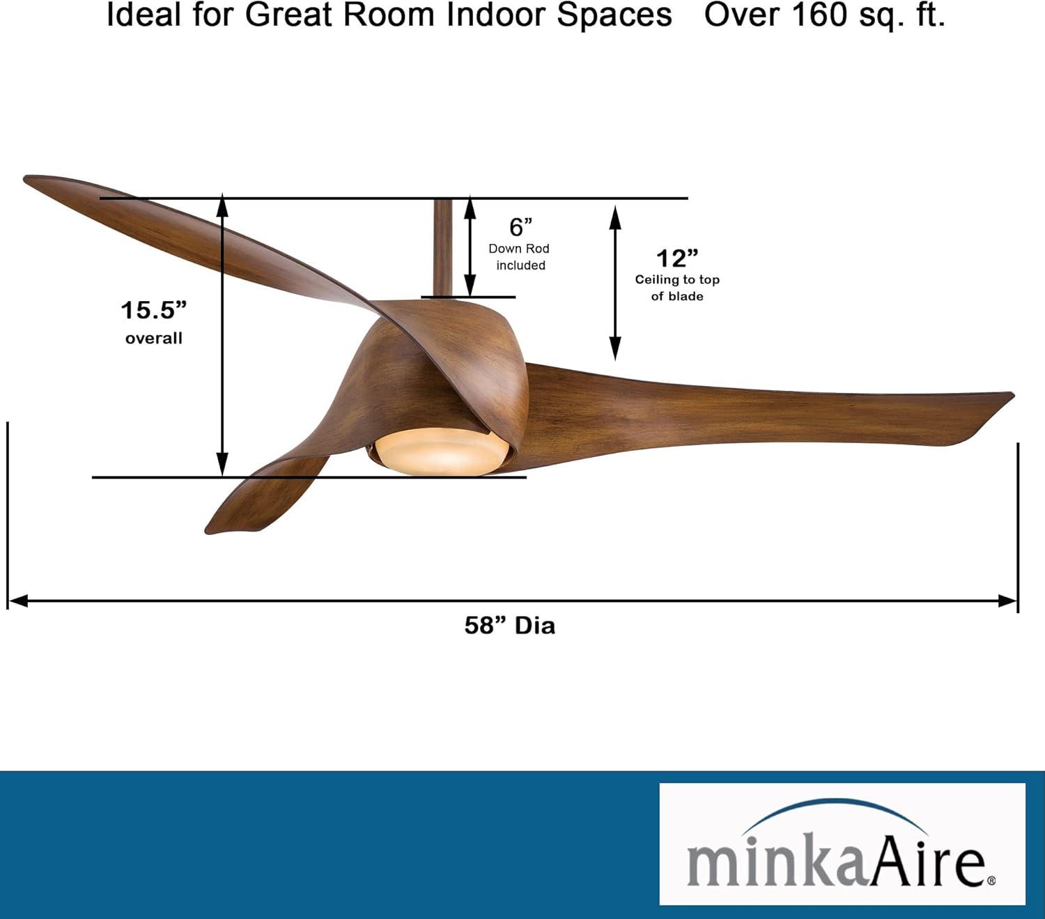 58" Artemis 3 Blade LED Smart Ceiling Fan with Remote, Lighting Kit Included