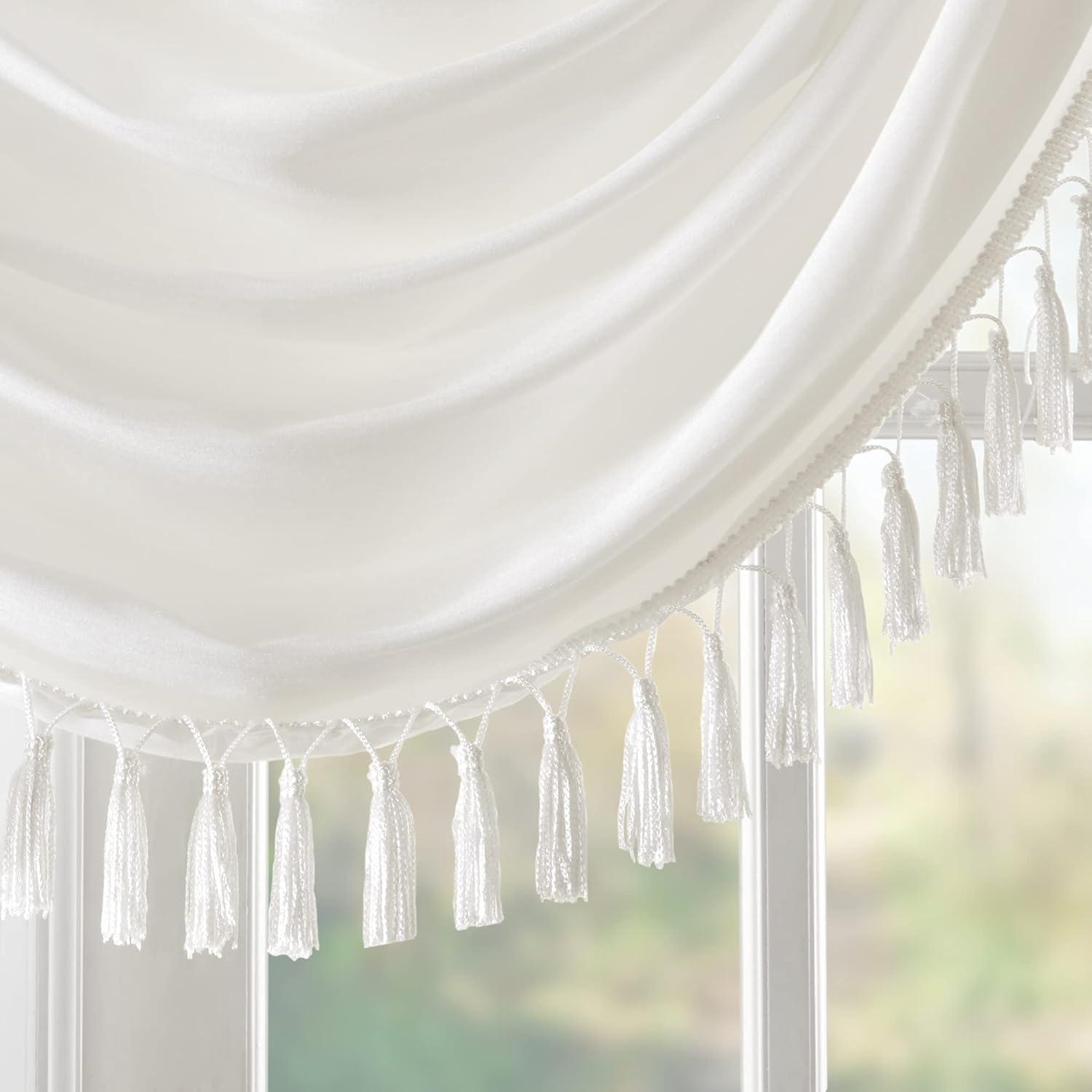 Elena Faux Silk Waterfall Embellished 38'' W Window Valance