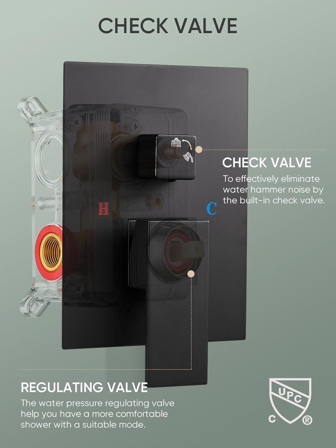 Cobbe Shower System, Matte Black Shower Faucets Sets Complete,Shower System,10 inches Rainfall Shower Head with Handheld, Shower Faucet Set for Bathroom Rough-in Valve Body and Trim Included