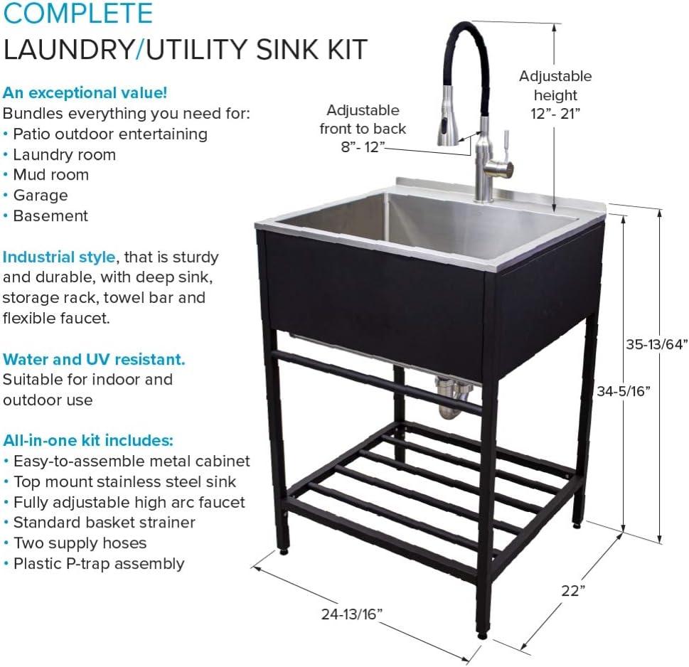 25'' L x 22'' W Free Standing Laundry Sink with Faucet