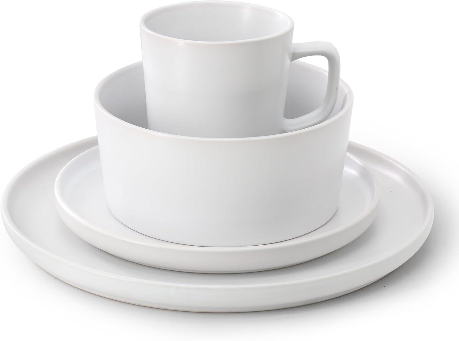 White Ceramic 16-Piece Round Dinnerware Set for 4