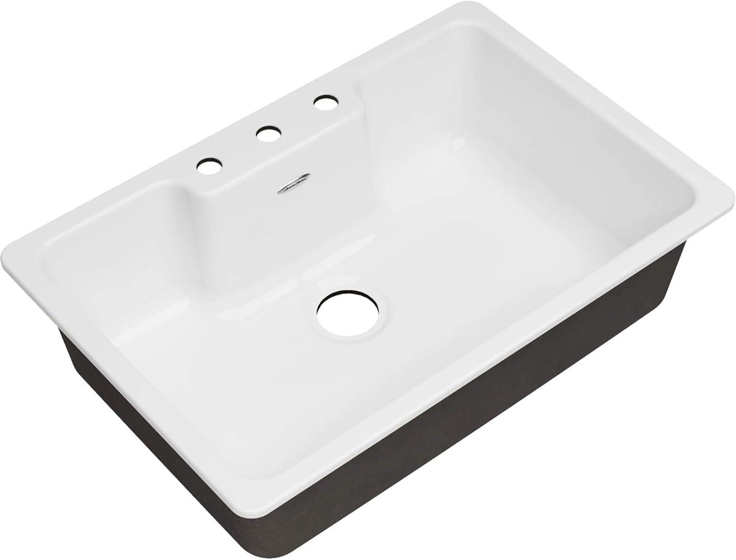 Quince 33'' L Drop-In Single Bowl Cast Iron Kitchen Sink