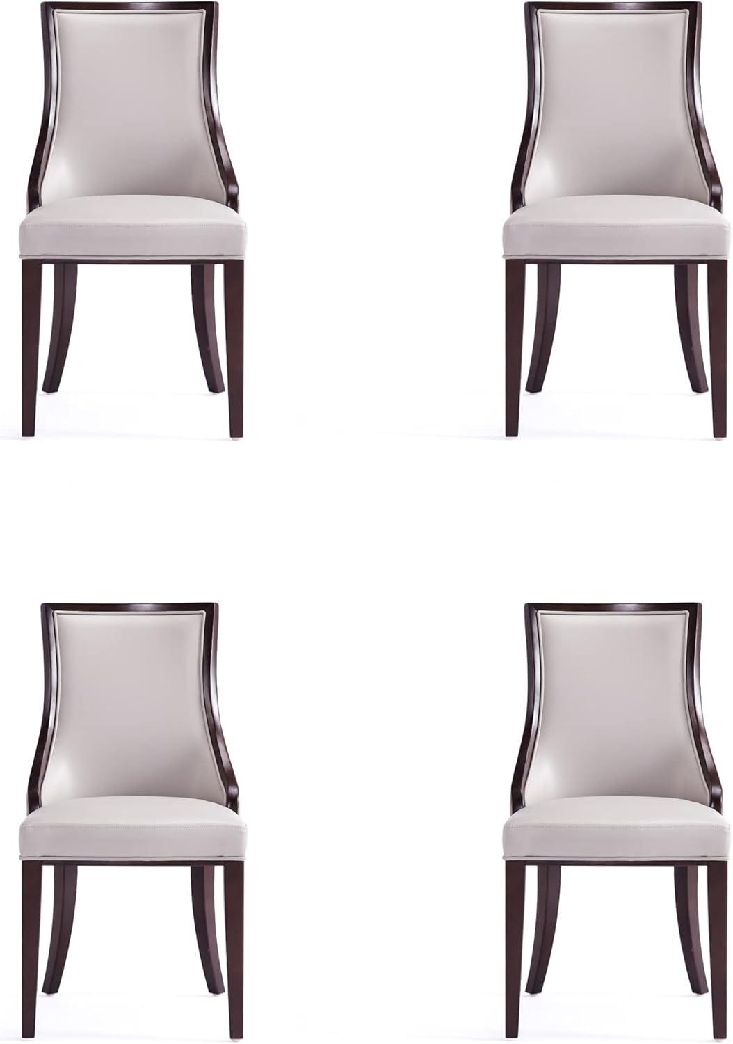 Manhattan Comfort Grand 18.5" Faux Leather Dining Chair in Gray (Set of 4)